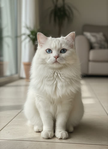 Photo of a white cat to use for the clapping GIF